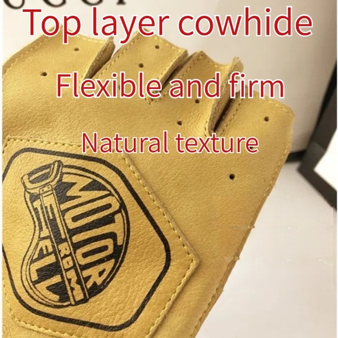 Găng Tay Hở Ngón Bằng Da Chống Trượt Phong Cách retro Dùng Khi Lái Xe Mô Tô