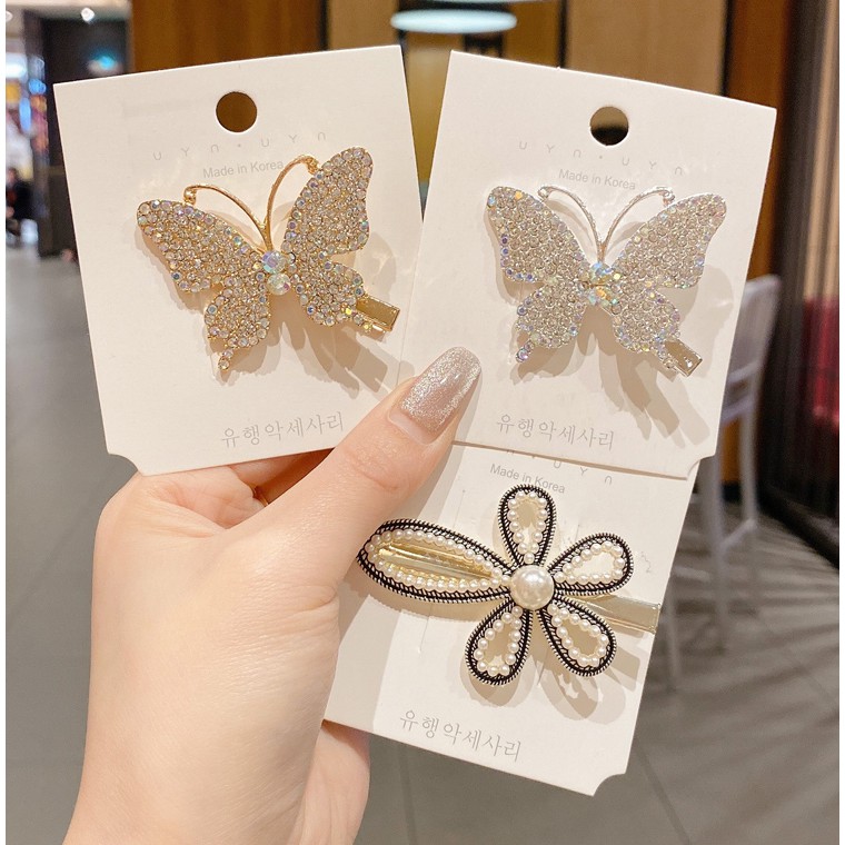 Kẹp tóc nhiều kiểu dáng thời trang đính đá lấp lánh dành cho nữ