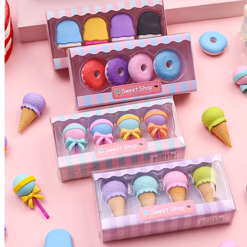Set 4 Cục Tẩy Hình Kẹo Mút Dễ Thương