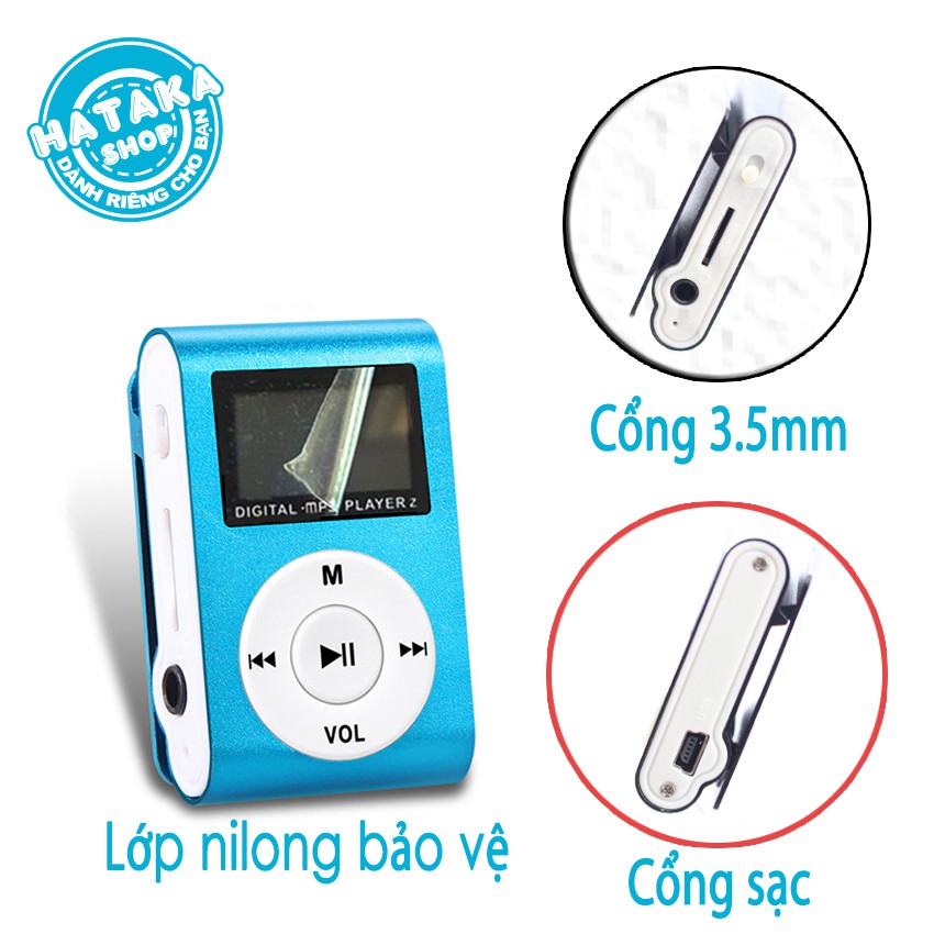 Máy Nghe Nhạc Mp3 MINI có màn hình-kẹp gắn quần áo-tặng tai nghe và dây sạc-digital mp3 player