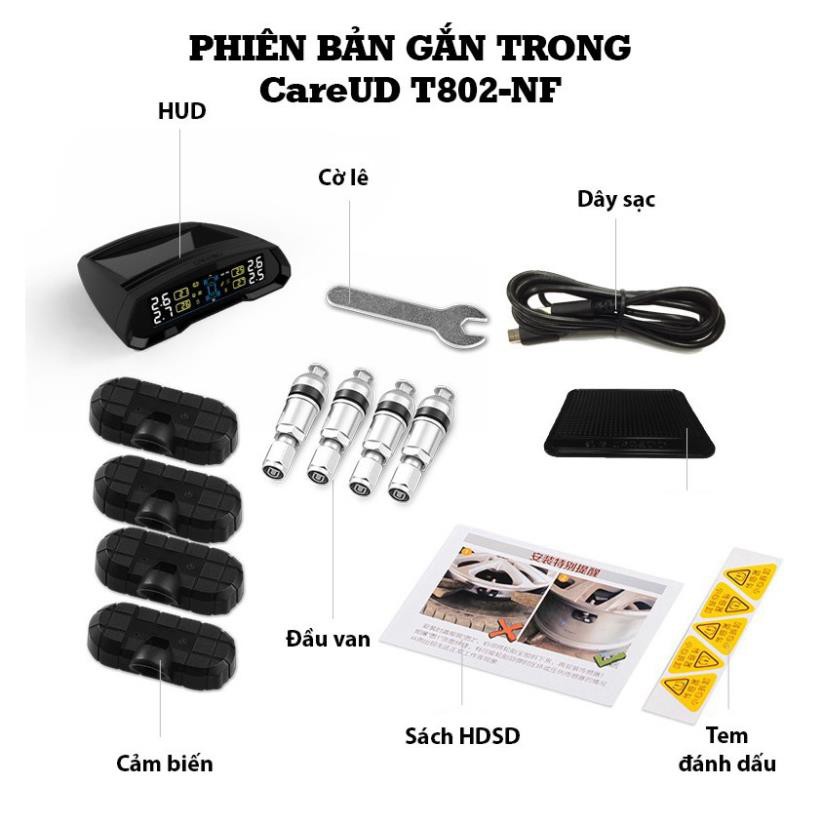 Cảm Biến Áp Suất Lốp Ô Tô TPMS Cao Cấp CareUD T802 (2 phiên bản, Gắn Trong hoặc Gắn Ngoài)