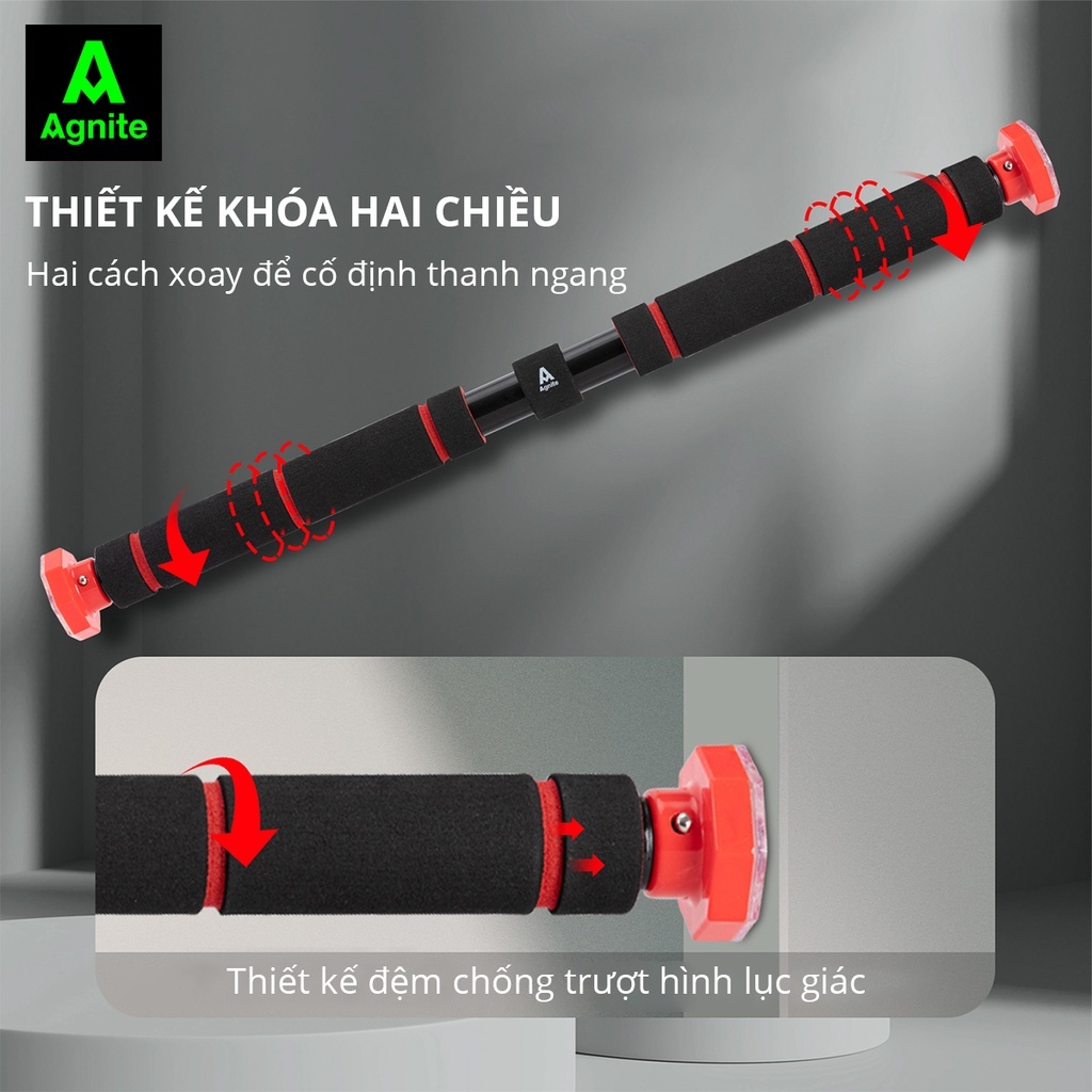 Thanh xà đơn treo tường gắn cửa đa năng Deli Agnite - Chống xoay trơn trượt, kích thước tùy chỉnh, luyện tập tại nhà