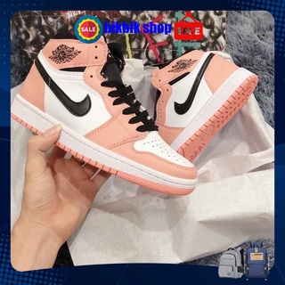 Giầy thể thao jordan 1 hồng cao cổ cho nữ, Giày sneaker nữ JD hồng đen Full Box Bill