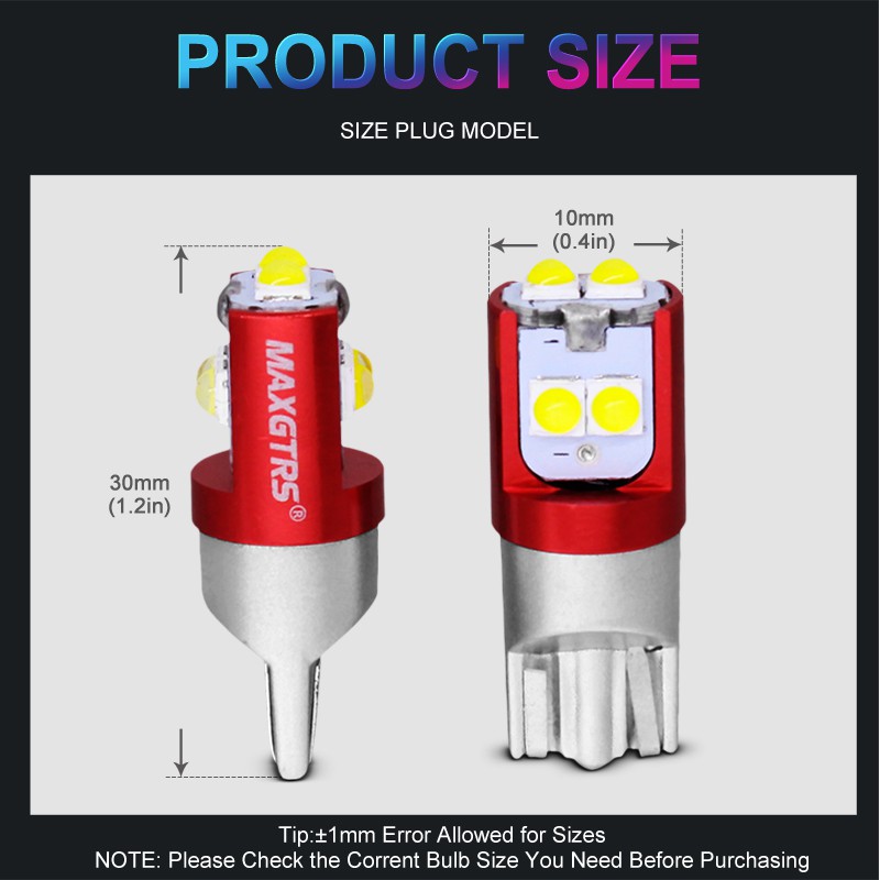 Bộ 2 Bóng Đèn Led T10 MAXGTRS Gắn Bên Trong Xe Hơi W5W 5w 12v