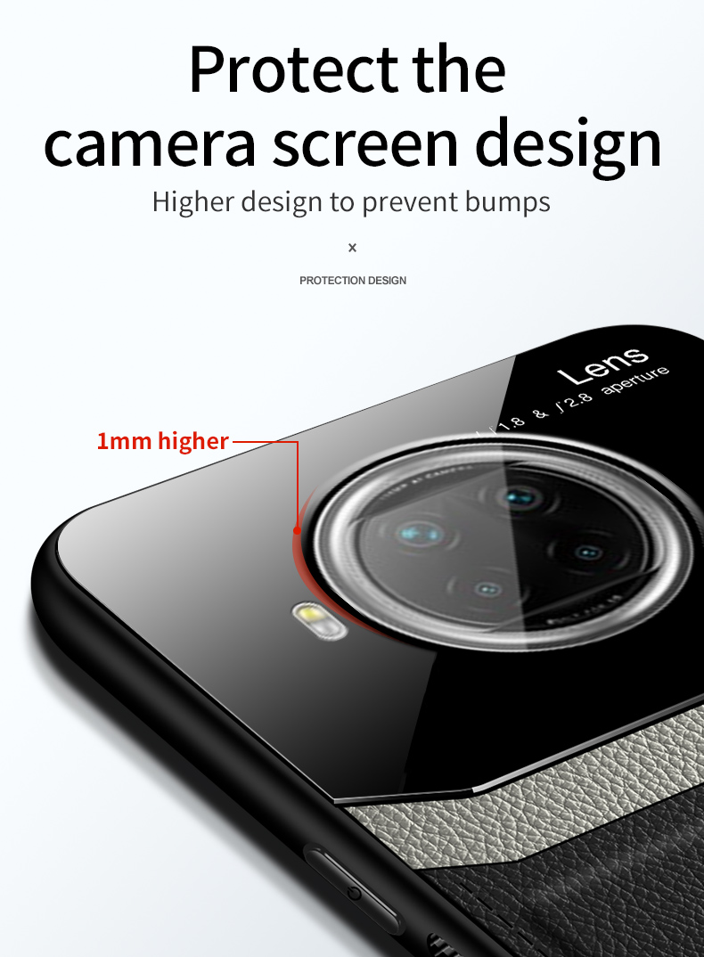 Ốp điện thoại da phối kính cường lực chống sốc dành cho Xiaomi Mi 10T Lite 5G