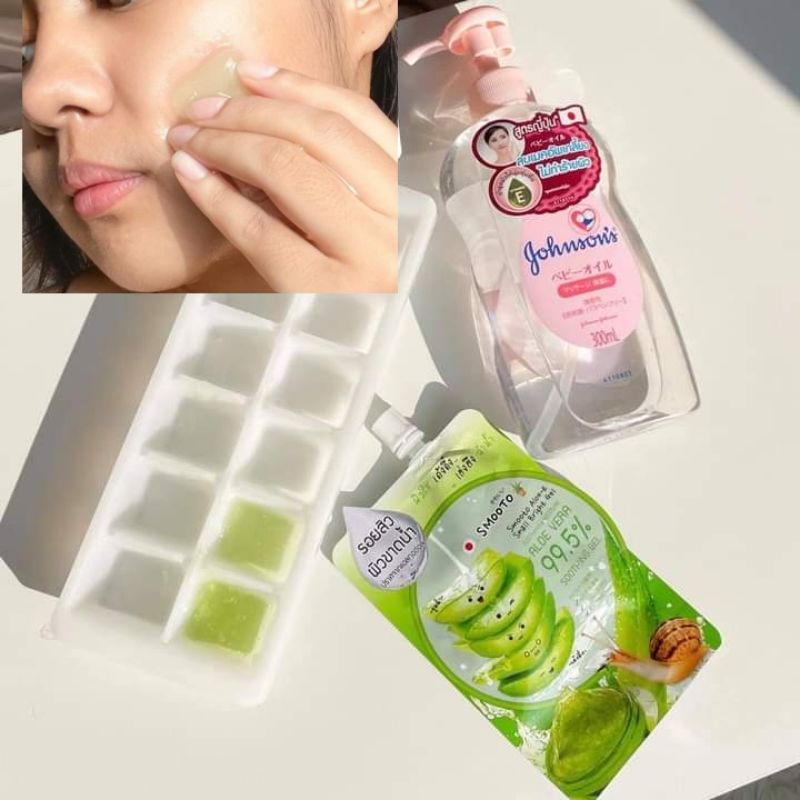 Gel lộ hội -Smooto aroe vela snail brigh gel+ bột đặc biệt ^Pong Vi Set^điều tri mụn.