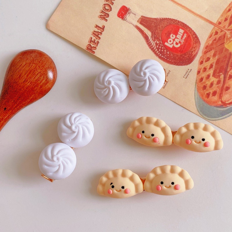 Kẹp tóc đính phụ kiện hình bánh bao hấp dễ thương dành cho trẻ em