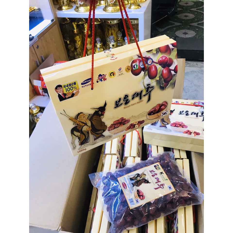 Táo Đỏ Hàn Quốc Sấy Khô Cao Cấp Bouen jujube hộp ông già 1kg - Hàng tuyển chọn - hoanggamkorea