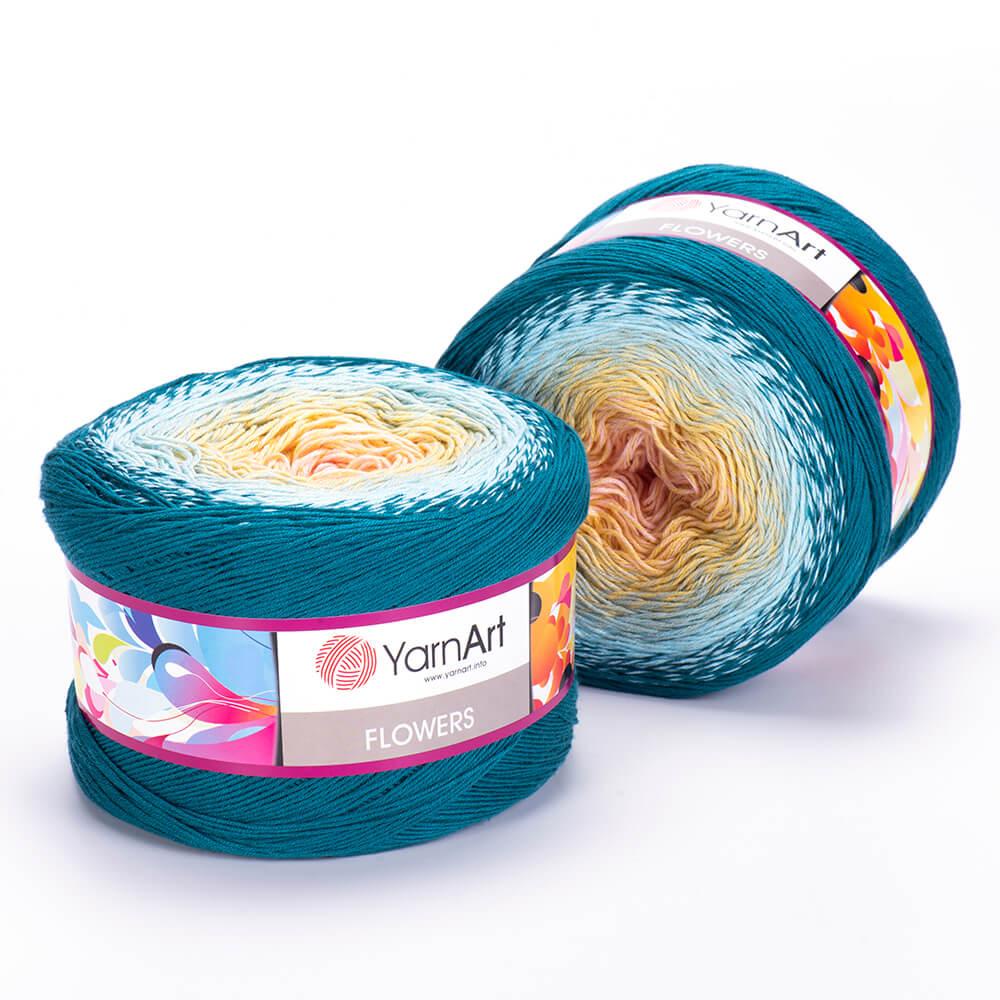 Cuộn len cầu vồng cotton Flowers nhập khẩu chính hãng từ YarnArt - Bảng màu 2, đan móc áo, váy, khăn