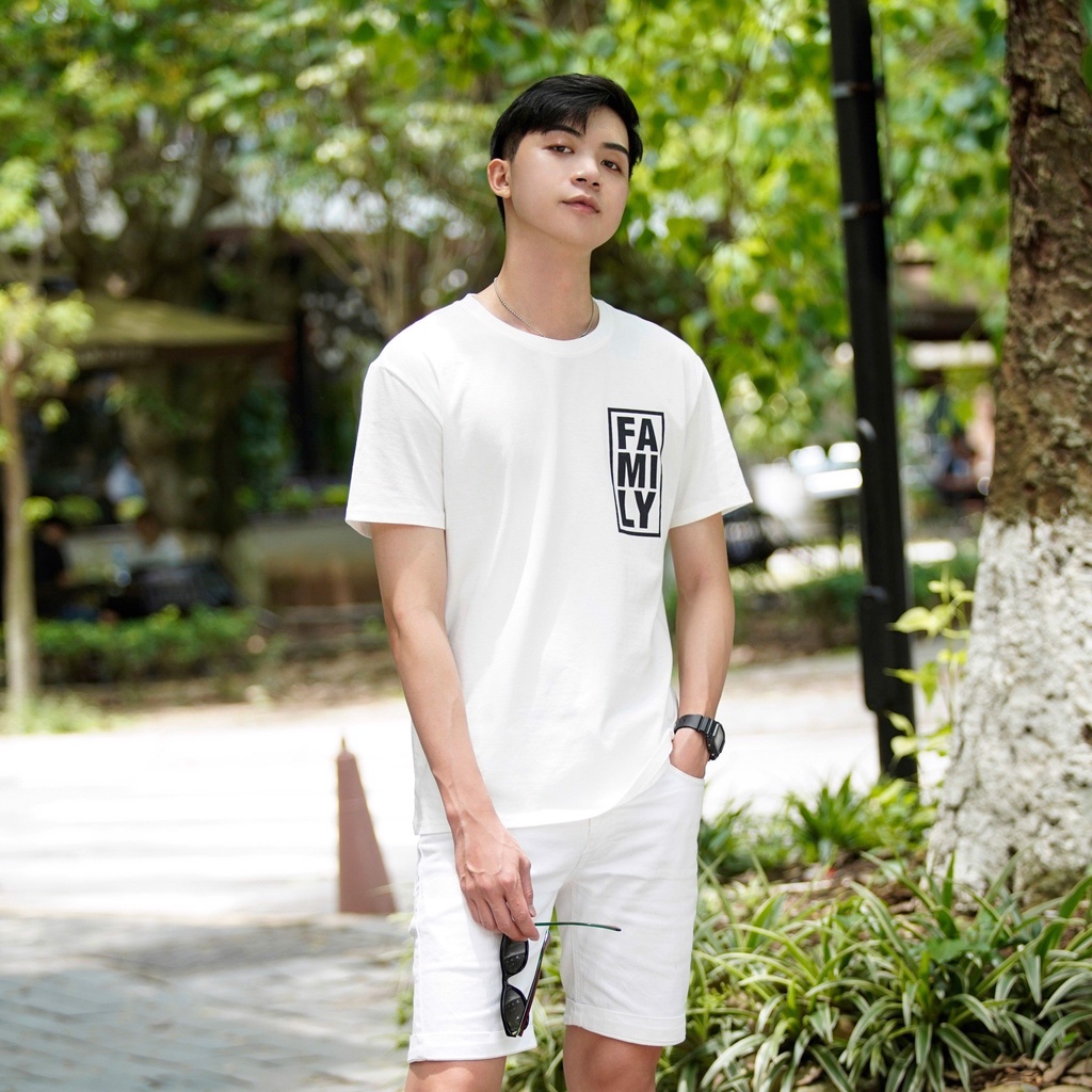 Áo phông nam SAYME set gia đình đi biển mùa hè in chữ vải cotton thoáng mát MCTS0019