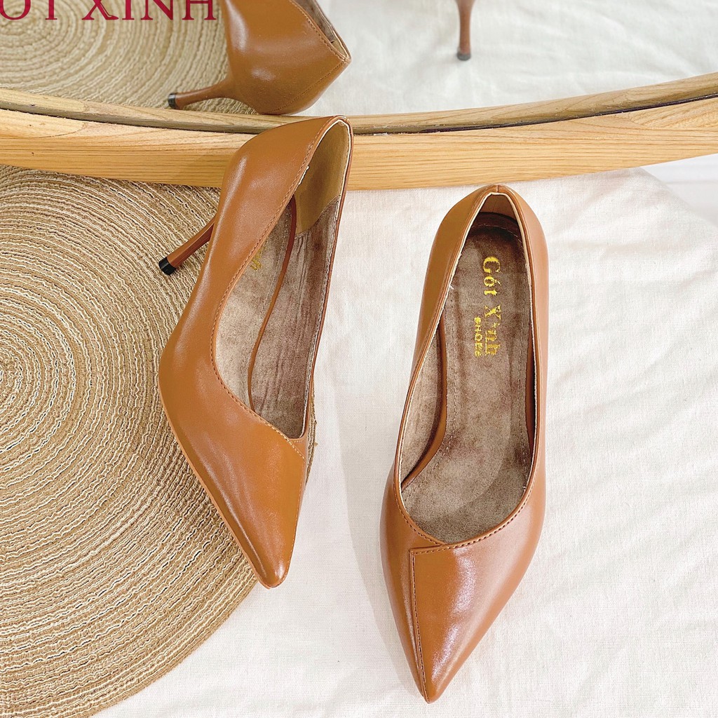 Giày cao gót nữ GÓT XINH G20 da mềm đế nhọn cao 7cm