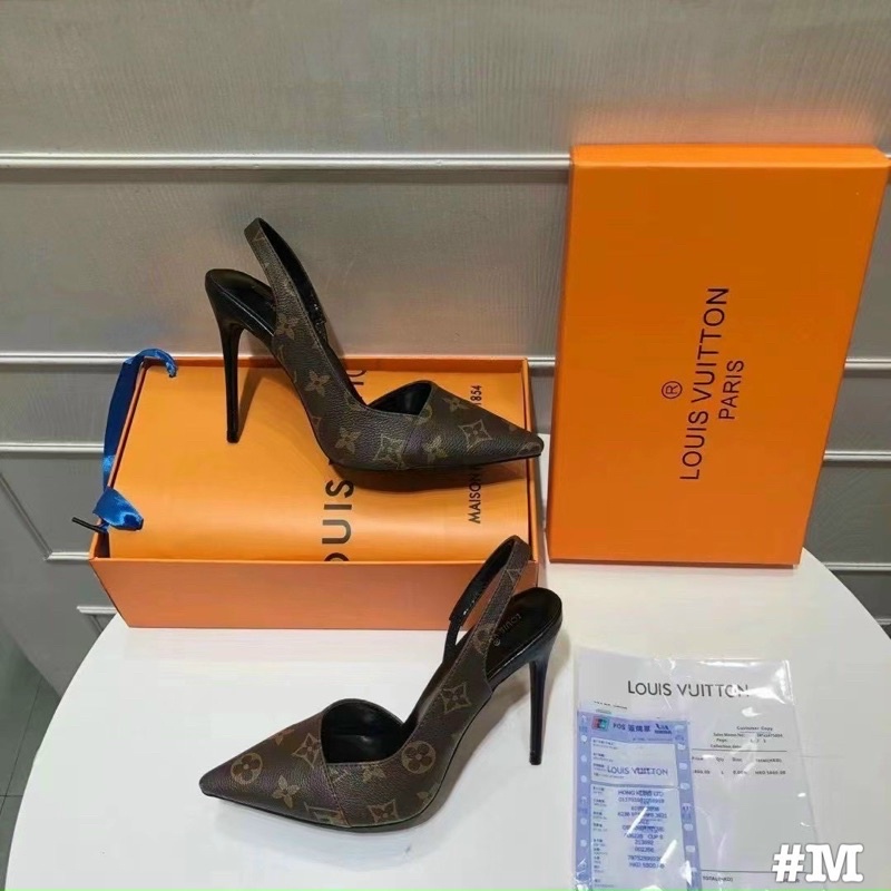 Sandal cao gót L v khoét eo qccc 10p fullbox