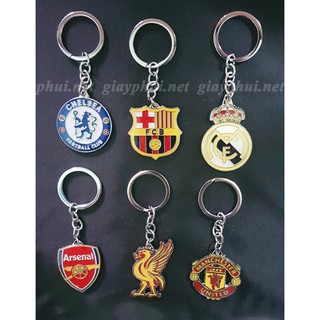 Móc khóa lưu niệm LOGO CLB BÓNG ĐÁ 2 MẶT thép không gỉ