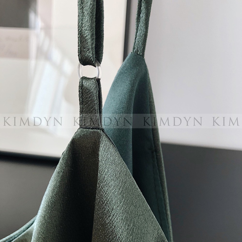 Đầm hai dây lụa satin dày dặn 2 lớp dáng A sang trọng