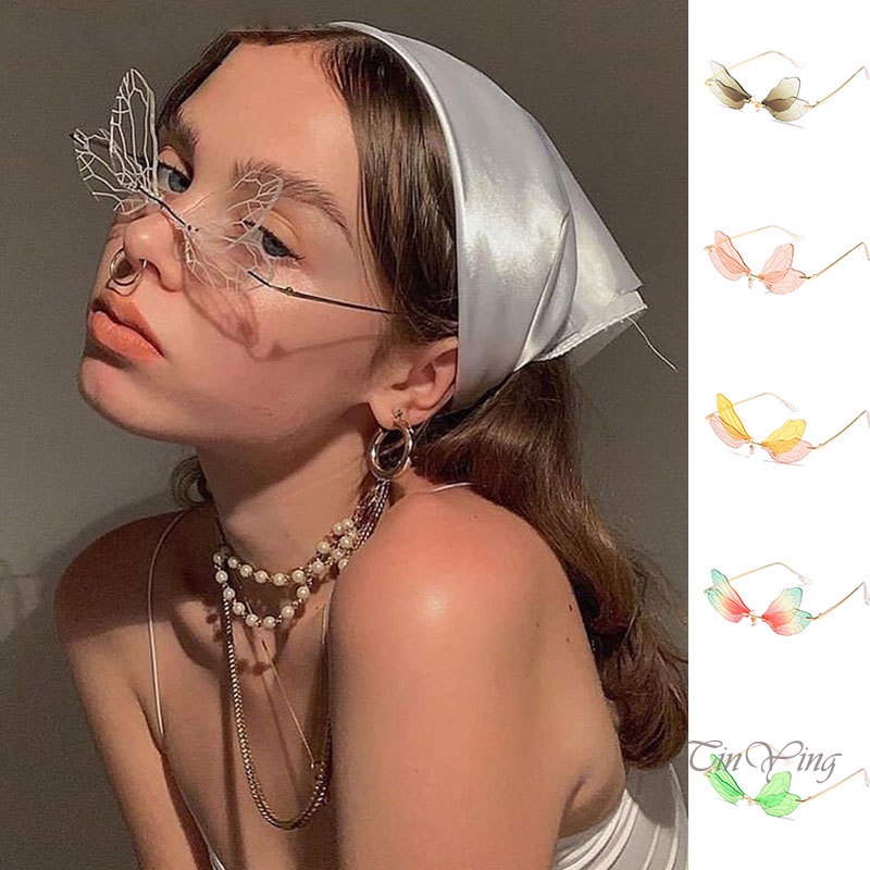 GETNOIVAS Kính mát tròng trong suốt không viền thời trang cho nữ