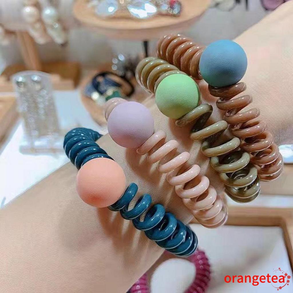Dây buộc tóc cao su co giãn đính hạt đơn giản cho nữ