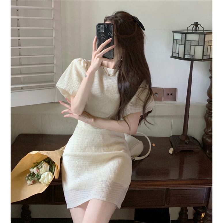 Đầm tay ngắn phồng kiểu hoa phong cách hoài cổ thời trang mùa hè xinh xắn cho nữ Váy - Hàng nhập khẩu
