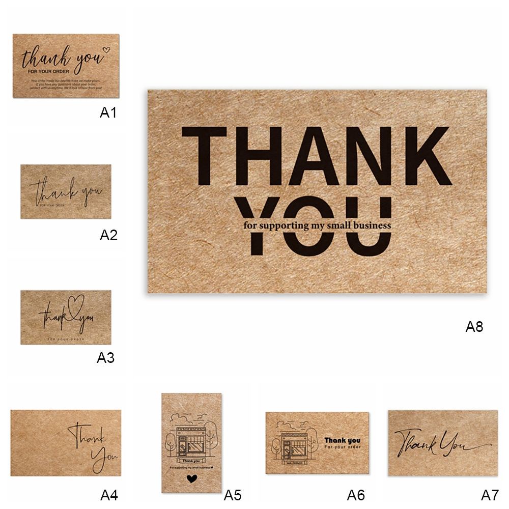 Set 30 tấm thẻ giấy kraft in chữ Thank You dùng trang trí cửa hàng