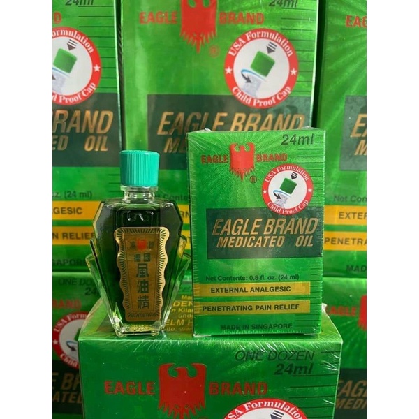 DẦU GIÓ XANH CON Ó 2 NẮP EAGLE BRAND MEDICATED SINGAPORE NHẬP KHẨU USA