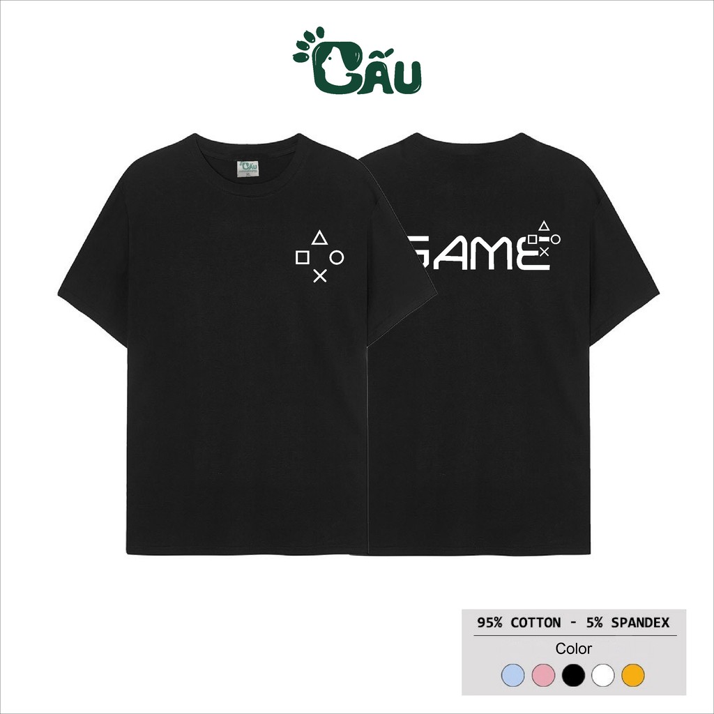 Áo thun tay lỡ Gấu 194 Unisex from rộng phong cách Local Brand Ulzzang vải coton cao cấp dày dặn, co dãn - Game