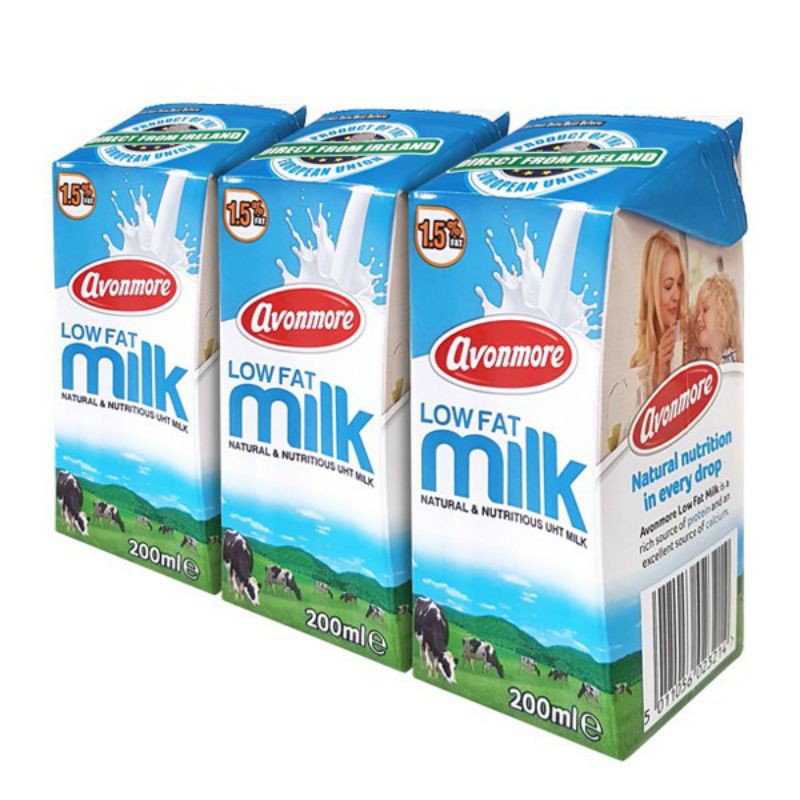 Lốc 3 hộp sữa tươi Avonmore nguyên kem/ít béo không đường