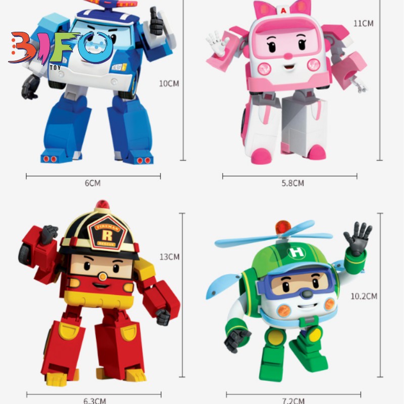 Đồ chơi biến hình biệt đội xe robocar Poli 2 trong 1 (lẻ túi rời)