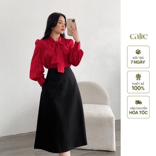 Áo sơ mi cách điệu thắt nơ nữ tính Calie House AS021