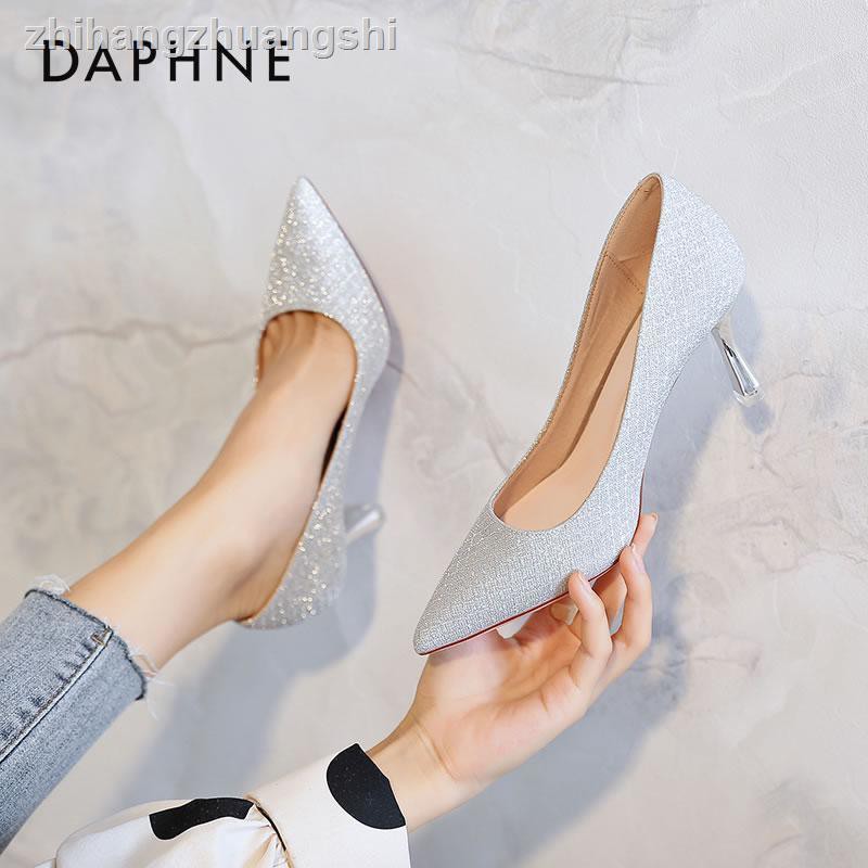 Daphne Giày Mũi Nhọn Đính Kim Sa Lấp Lánh Thời Trang Mùa Xuân
