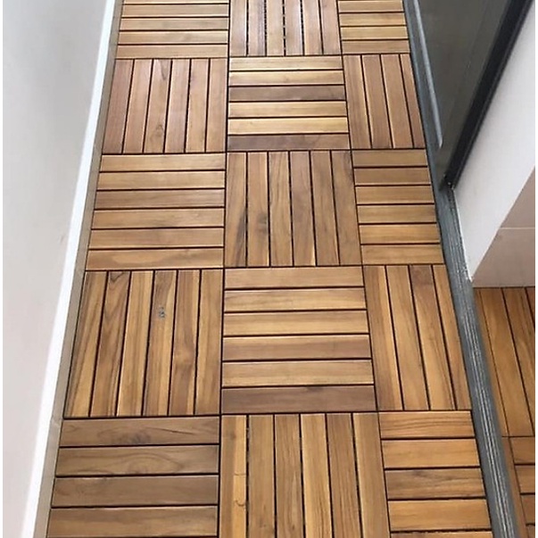 Combo 10 tấm lót sàn vĩ nhựa 6 nan gỗ tự nhiên dùng cho trong nhà,ngoài trời gỗ 12li cam kết chuẩn