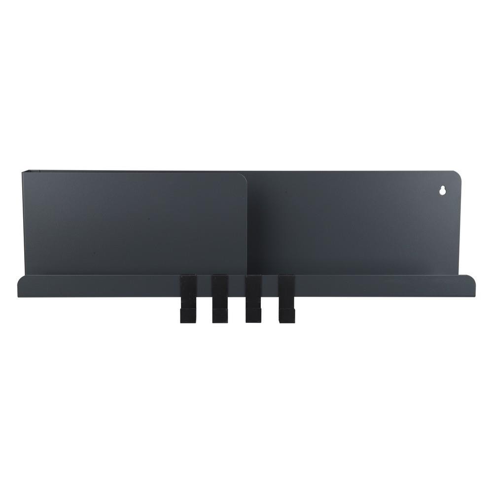 HomeBase STACKO kệ sắt treo tường 4 móc treo Thái Lan W60xD10xH16CM Xám