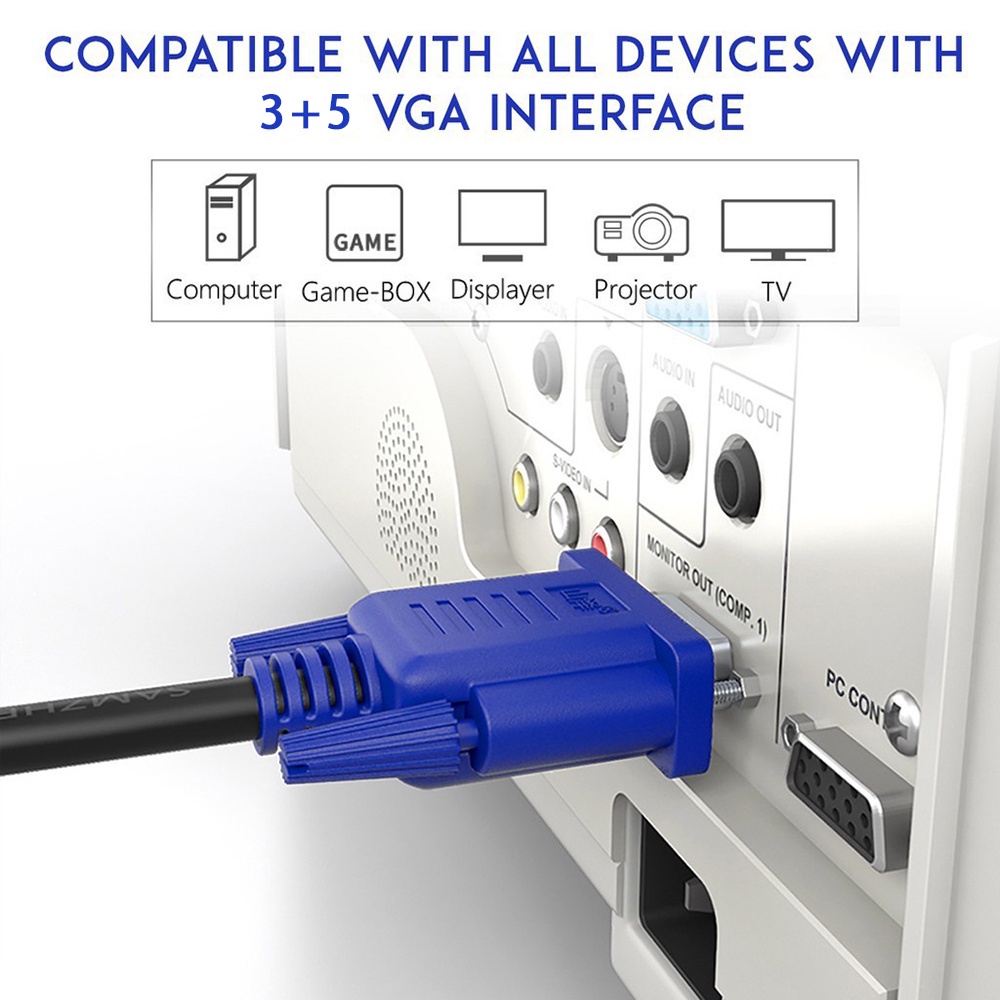 Dây Cáp Chuyển Đổi Vga 1.5M / 3M / 5M Vga Sang Vga HD 15Pin Chuyên Dụng Cho Máy Tính / Máy Chiếu / Màn Hình / Pc / Tv