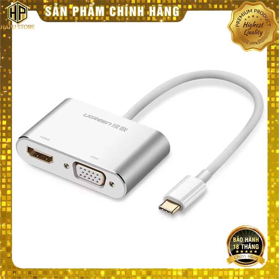 Cáp chuyển USB-C sang HDMI +VGA Ugreen 50317 chính hãng - Hapustore