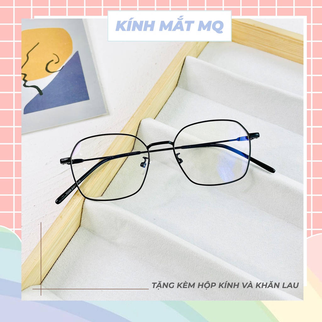 Gọng kính nam nữ, kim loại mảnh nhẹ dáng đa giác 72328 Siêu hot 2023 - Kính Mắt Five Minutes