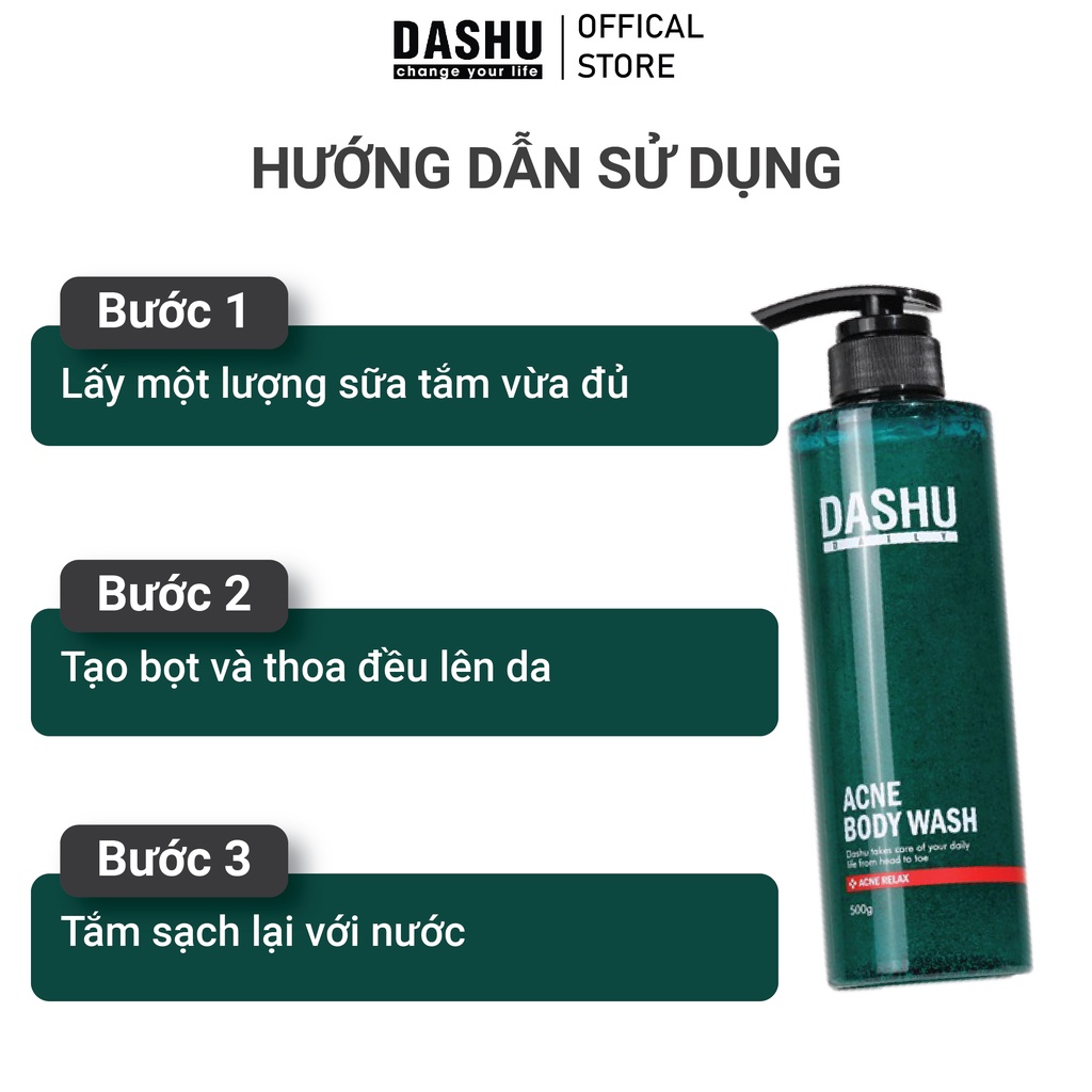 Sữa Tắm Tẩy tế bào chết  Dashu Daily Acne Relax Bodywash 500ml