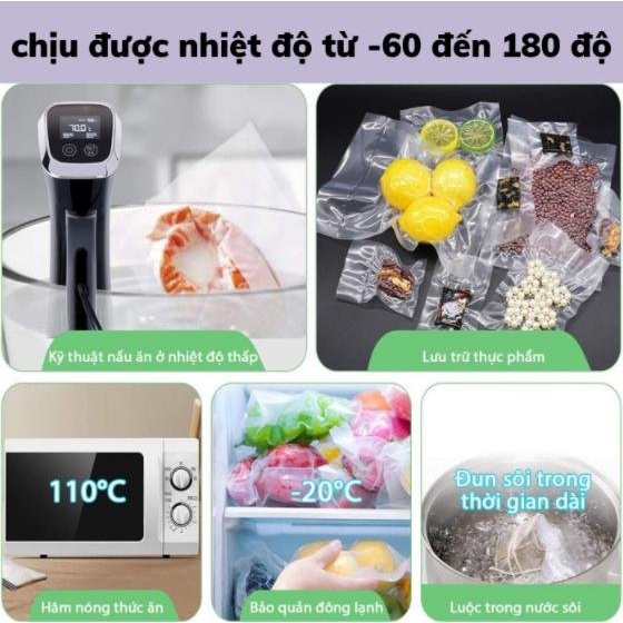 Set 100 Túi Hút Chân Không Một Mặt Nhám, Cuộn và túi đựng thực phẩm 1 mặt nhám, hàng cao cấp, An toàn,