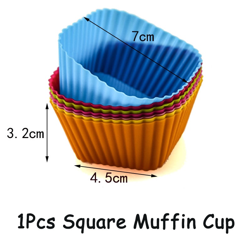 Set 10 Khuôn Làm Bánh Bằng Silicone Chống Dính Hình Tròn / Ngôi Sao / Trái Tim / Bông Hoa