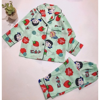 bộ pijama lụa mango dài tay bé gái