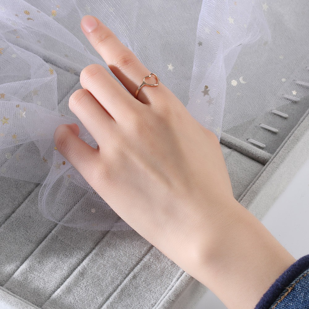 Nhẫn Mạ Bạc Hình Trái Tim Phong Cách Retro Cho Nữ