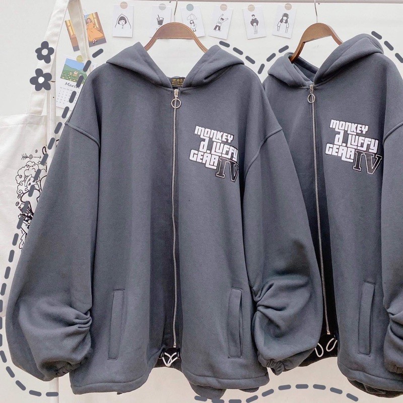 [Mã SKAMSALE06 giảm 10% TỐI ĐA 100K đơn 150K] Áo khoác nỉ bông Luffy Gear 🌟 XÁM/ ĐEN 🔥 Nam nữ Unisex | BigBuy360 - bigbuy360.vn