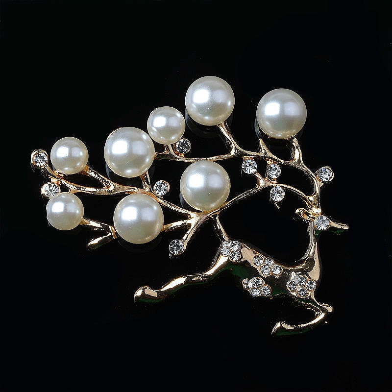 (1 cái)Phiến đúc kim loại con hươu phối ngọctrai 52*37mm, Nguyên liệu DIY