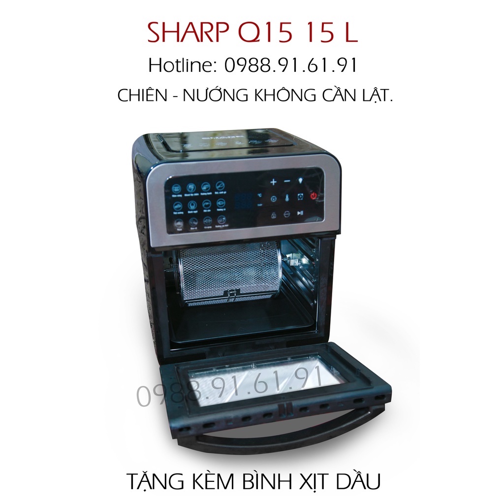 Nồi Chiên Không Dầu/Lò Nướng Sharp Q15 15L- Điều Khiển Cảm Ứng- 16 Chế Độ Cài Đặt Sẵn Bảo Hành 12 Tháng(giatot1991)