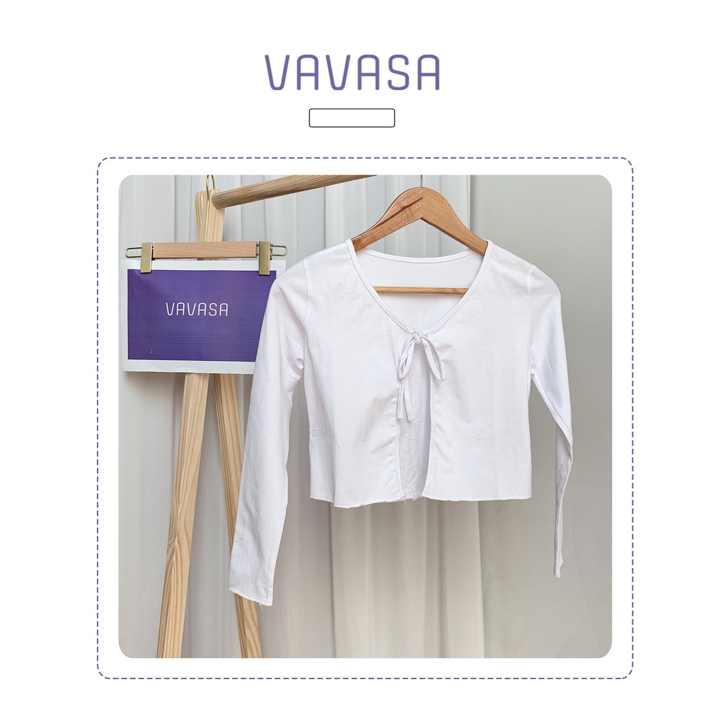Áo croptop nữ tay dài kiểu ôm buộc 2 dây bigsize VAVASA thun body CT02 | WebRaoVat - webraovat.net.vn