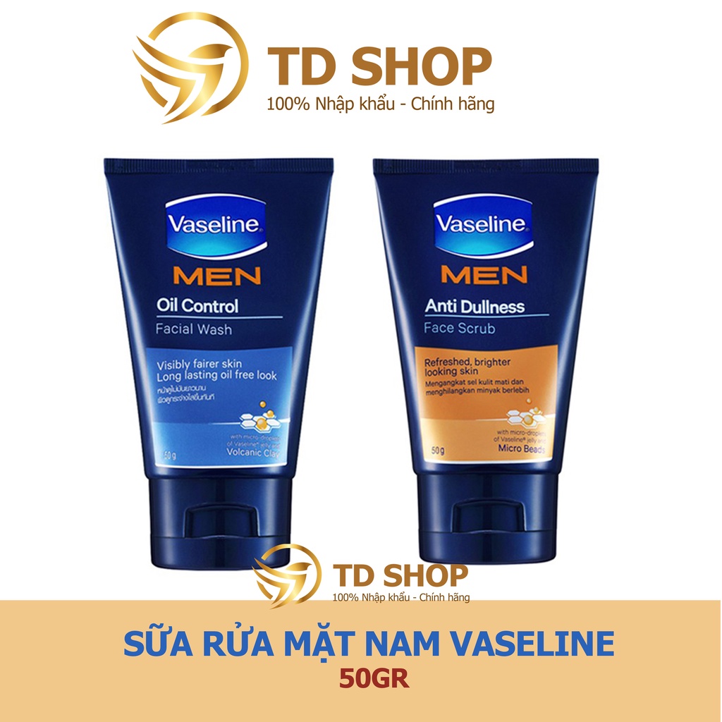 Sữa rửa mặt tẩy tế bào chết I kiểm soát dầu Vaseline Men 100g I 50g - TD Shop