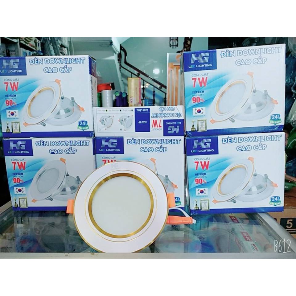 GIÁ SỈ: COMBO 5 ĐÈN ÂM TRẦN HG 3CD VIỀN VÀNG siêu sáng cực tốt KHOÉT LỖ ĐƯỜNG KÍNH 90MM