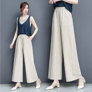 Quần linen công sở cạp cao lưng thun tao nhã