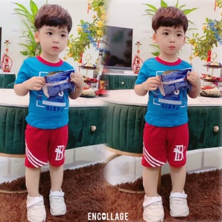 (Xả kho) Combo 3 Bộ thun cotton bé trai size nhí (8-18kg)