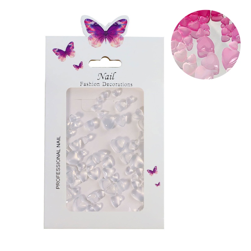 Set 100 Phụ Kiện Trang Trí Móng Tay 3D Hình Trái Tim Dễ Thương