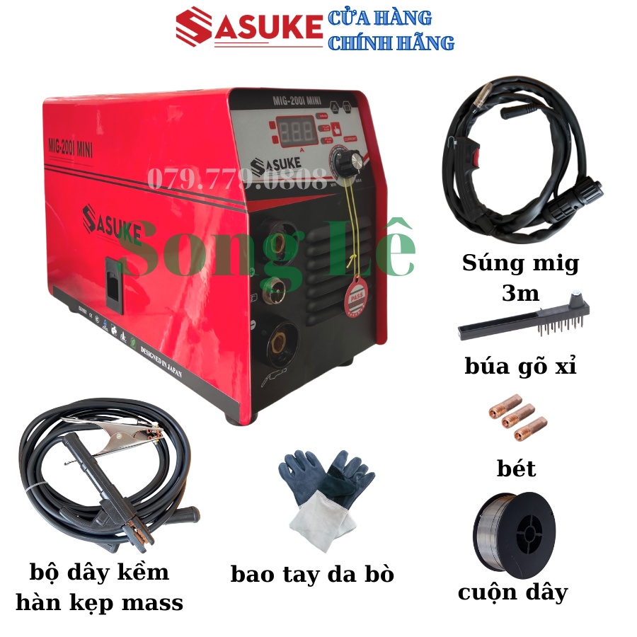 Máy Hàn Mig Không Dùng Khí và Que SASUKE - KENMAX 200 I -Tặng đầy đủ phụ kiện