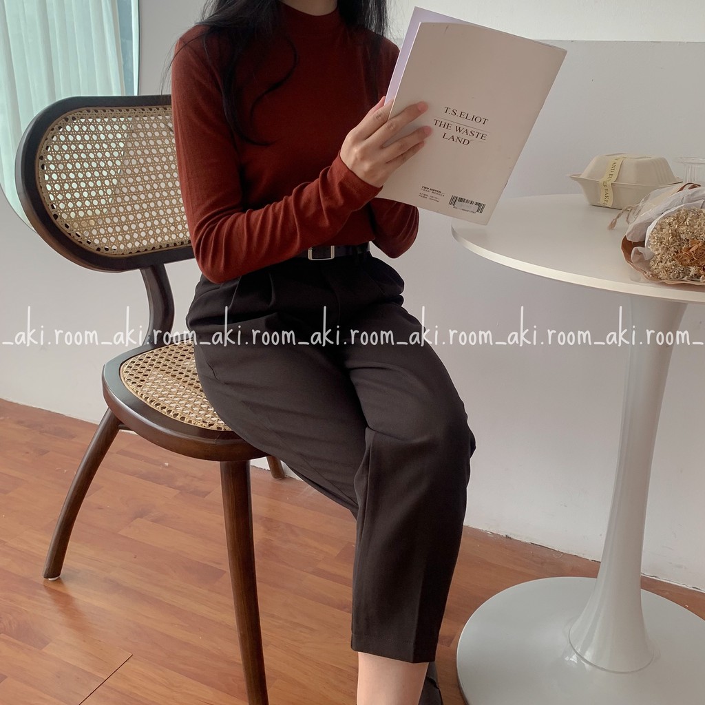 Quần baggy vải giấu cúc hai túi chéo kèm belt 823