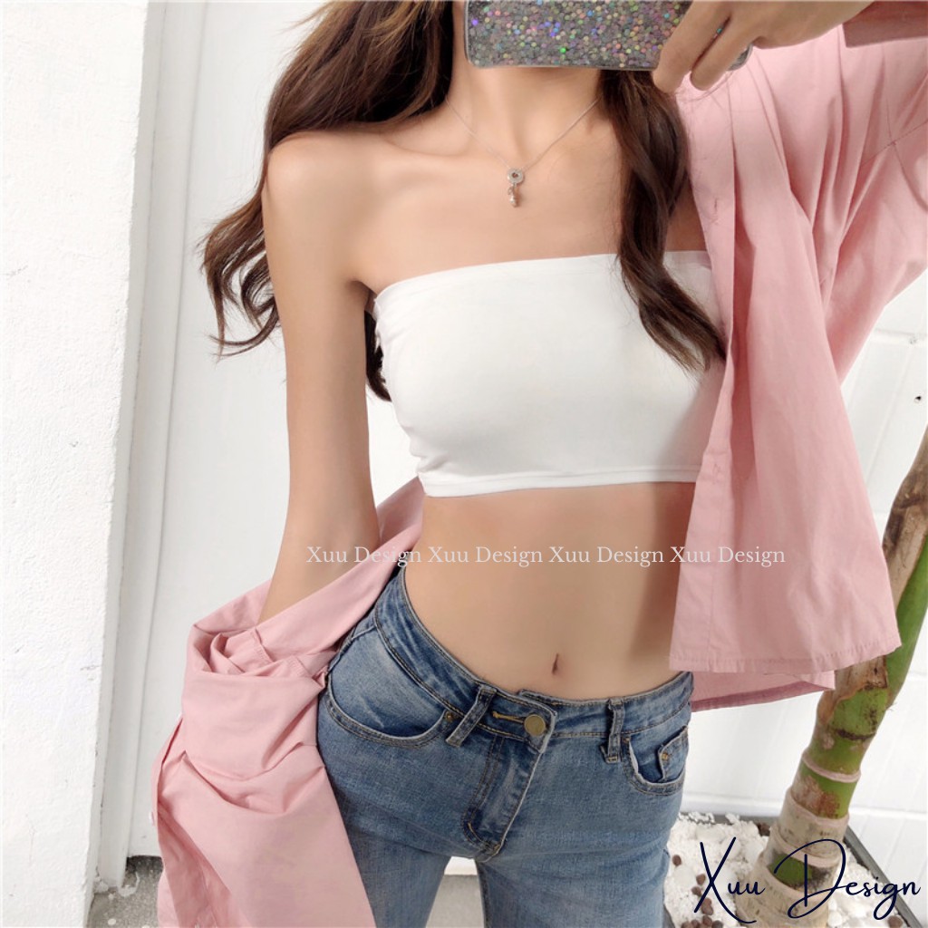 Áo quây ngực 💖Xuu Design💖 không đệm thun trơn croptop nữ dáng ôm màu trơn không dây -AD06